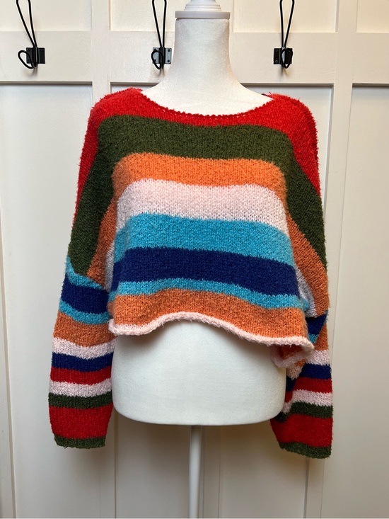 Altar'd State Sweaters - Altard State Size Small Oversized Crop Sweater Tassle Rainbow Fall Layering Boho